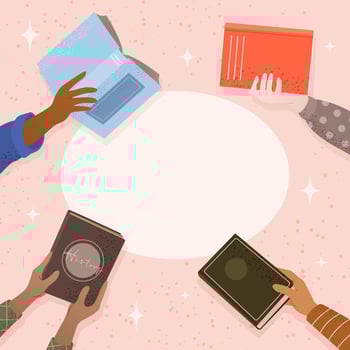 Book exchange or bookcrossing web banner. Education and knowledge concept, diverse human hands holding various books. Swap literature event, book club, World Book Day. illustration. vector