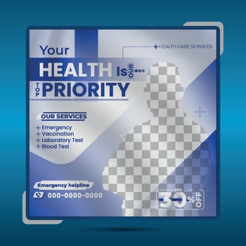 Health care Social Media Post Design Template. vector