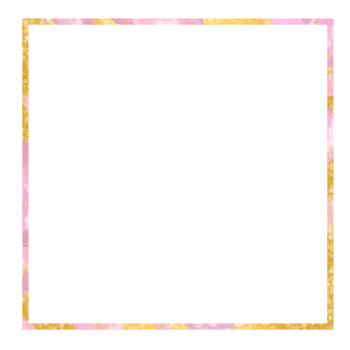 Glittery Gold and Pink Square Frame on a Transparent Background png