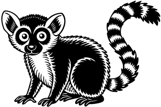 Funny Lemur Illustration Cartoon, Clipart And Line Art Design on White Background, Funny lemur illustration on white background, perfect for cartoons, clipart, and line art vector
