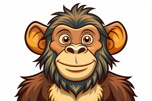 Funny Chimpanzee Illustration Cartoons, Clipart And Line Art on White Background, Funny chimpanzee illustration with white background perfect for cartoons and clipart vector
