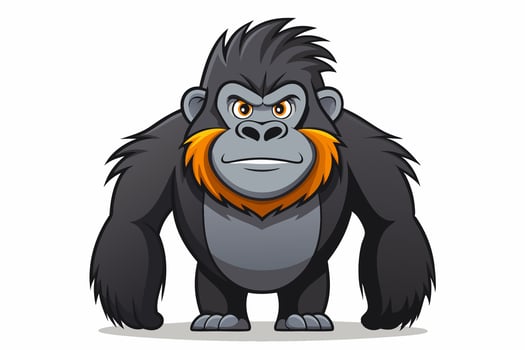 Funny Gorilla Illustration Cartoon, Clipart, Line Art Design on White Background, Funny gorilla illustration with white background, ideal for cartoons, clipart, and designs vector