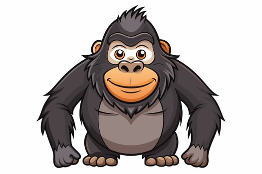 Funny Gorilla Illustration Cartoon, Clipart, Line Art Design on White Background, Funny gorilla illustration with white background, ideal for cartoons, clipart, and designs vector