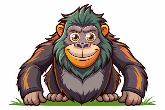Funny Gorilla Illustration Cartoon, Clipart, Line Art Design on White Background, Funny gorilla illustration with white background, ideal for cartoons, clipart, and designs vector
