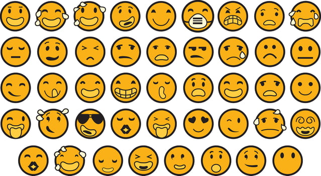 Mixed yellow emoji set vector