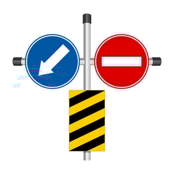 Keep Left Traffic Road Sign, Isolate On White Background Traffic warning sign vector
