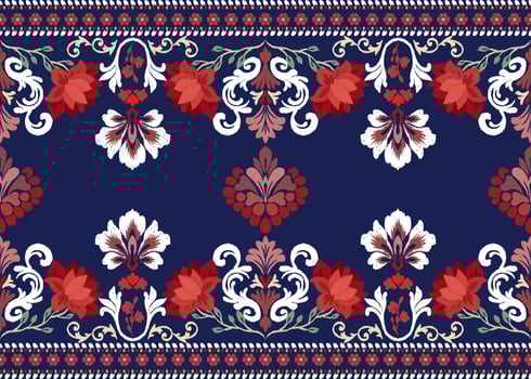 ikat abstract floral embroidery illustration pattern design vector