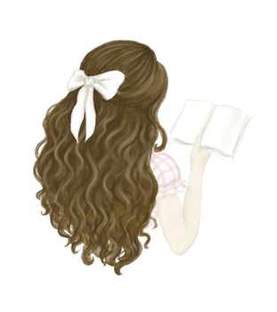 Brown Hair Girl Reading Book png