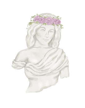 Woman greek statue with flower crown png