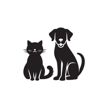 Cat and dog silhouette. Cat and dog logo, icon design. Dog and cat illustration black and white. vector