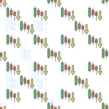Down Trend with Candlestick Charts Technical Analysis colored seamless pattern vector
