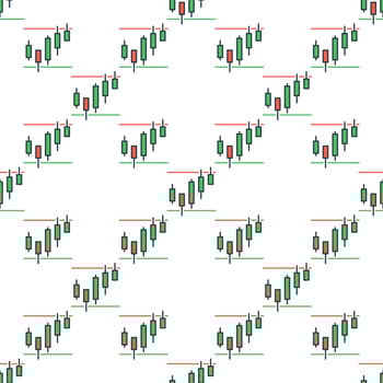 Japanese Candlestick Charts Cryptocurrency Technical Analysis colored seamless pattern vector