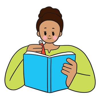 Cartoon cute education people reading book set . vector