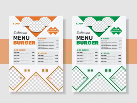Fast food restaurant menu Design Template. Vintage food menu flyer or poster design template. Restaurant menu, food menu, food flyer. vector