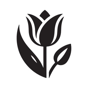 tulip flower silhouette - flat design icon with a white background vector