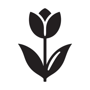 tulip flower silhouette - flat design icon with a white background vector