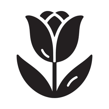 tulip flower silhouette - flat design icon with a white background vector