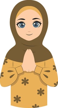 Muslim Greeting Pose Eid Mubarak Character. Isolated Illustration Design. vector