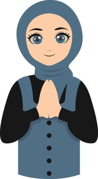 Muslim Greeting Pose Eid Mubarak Character. Isolated Illustration Design. vector