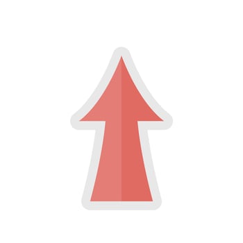 Arrow with sign, attention sign, cartoon illustration icon vector