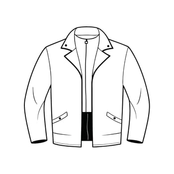 Hand drawn jacket outline on white background. Clothing costumes, Education and school kids coloring page vector