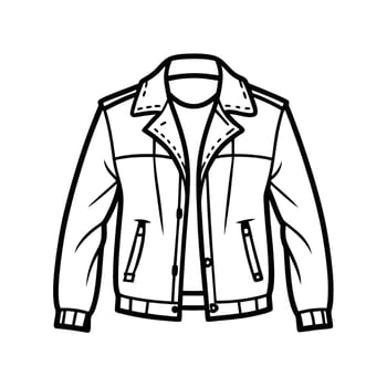 Hand drawn jacket outline on white background. Clothing costumes, Education and school kids coloring page vector