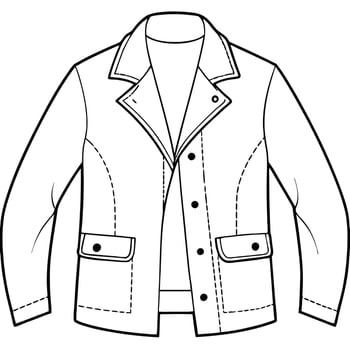 Hand drawn jacket outline on white background. Clothing costumes, Education and school kids coloring page vector