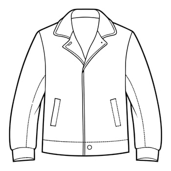 Hand drawn jacket outline on white background. Clothing costumes, Education and school kids coloring page vector