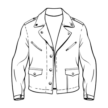 Hand drawn jacket outline on white background. Clothing costumes, Education and school kids coloring page vector