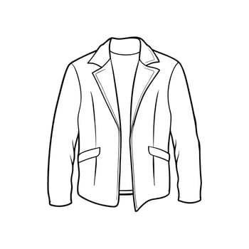 Hand drawn jacket outline on white background. Clothing costumes, Education and school kids coloring page vector