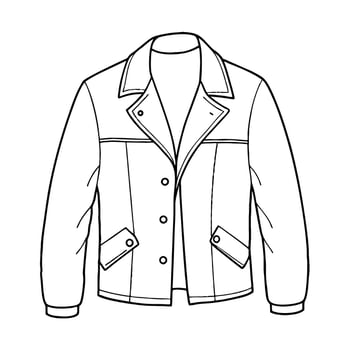 Hand drawn jacket outline on white background. Clothing costumes, Education and school kids coloring page vector