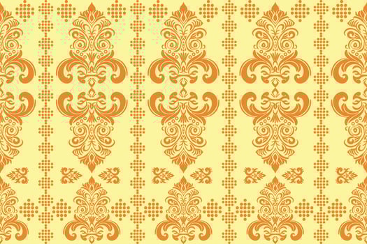 African boho eclectic design The embroidered border adds a touch of elegance and cultural richness. This makes it suitable for various fabric applications Ethnic inspired design combines yellow orange vector