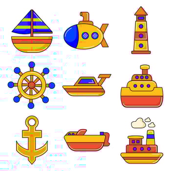 a set of different types of boats and ships vector