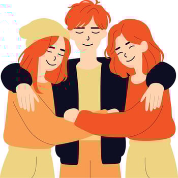 Flat Illustration of Friends Embracing Each Other vector