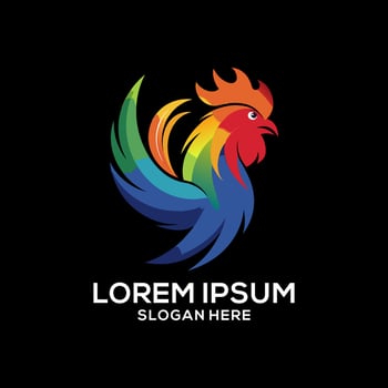 Rooster logo colorful gradient illustration. Restaurant brand logo . Brand idea logo . vector