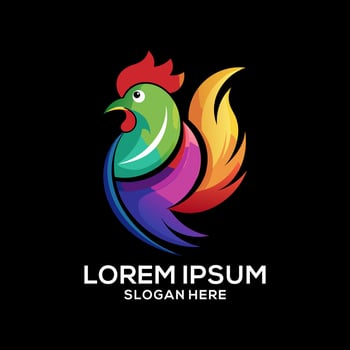 Rooster logo colorful gradient illustration. Restaurant brand logo . Brand idea logo . vector