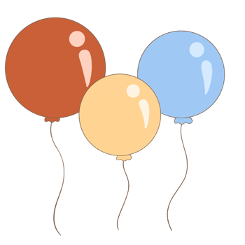 three balloons on a transparent background png