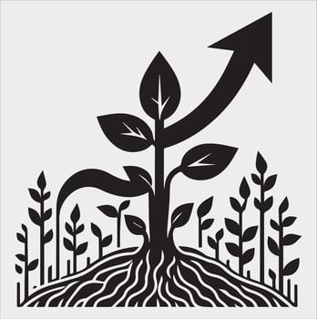 growth tree silhouette on white background vector