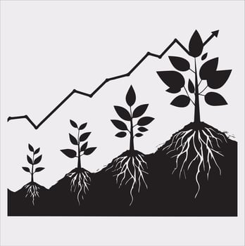 growth tree silhouette on white background vector