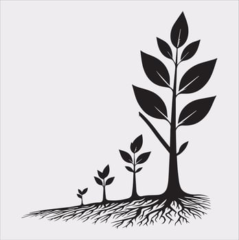 growth tree silhouette on white background vector