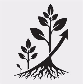 growth tree silhouette on white background vector