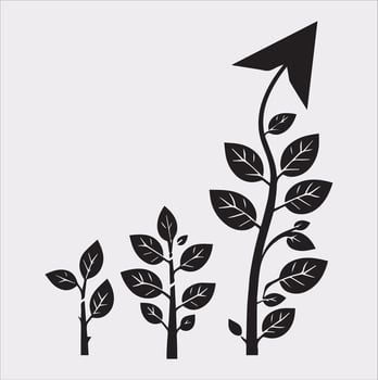 growth tree silhouette on white background vector