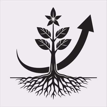 growth tree silhouette on white background vector