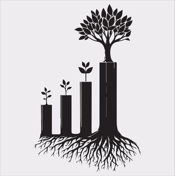 growth tree silhouette on white background vector