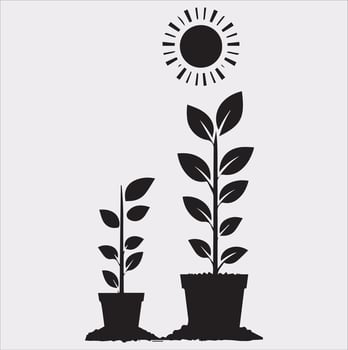 growth tree silhouette on white background vector