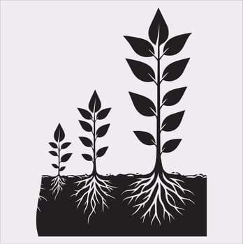 growth tree silhouette on white background vector