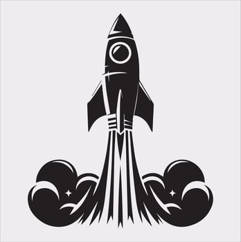 rocket silhouette on white background vector