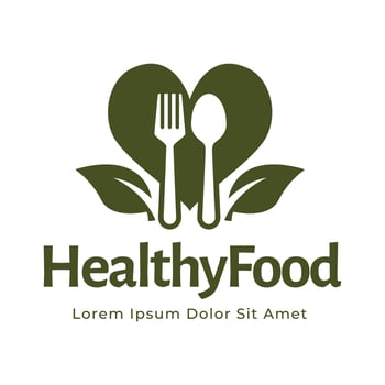 healthy food logo design with leaf elements. Organic food design vector