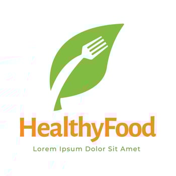 healthy food logo design with leaf elements. Organic food design vector