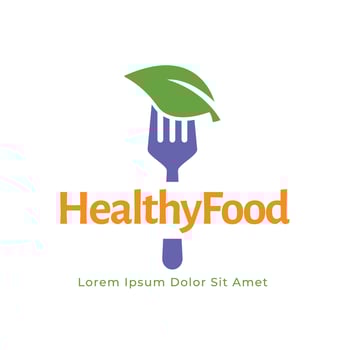 healthy food logo design with leaf elements. Organic food design vector